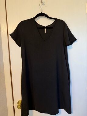 mts Black V-Neck Short Sleeve Mini Dress
